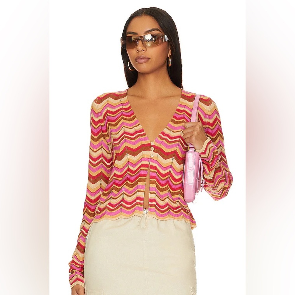 Show Me Your Mumu Coza Cardi Top in Horizon Stripe Knit